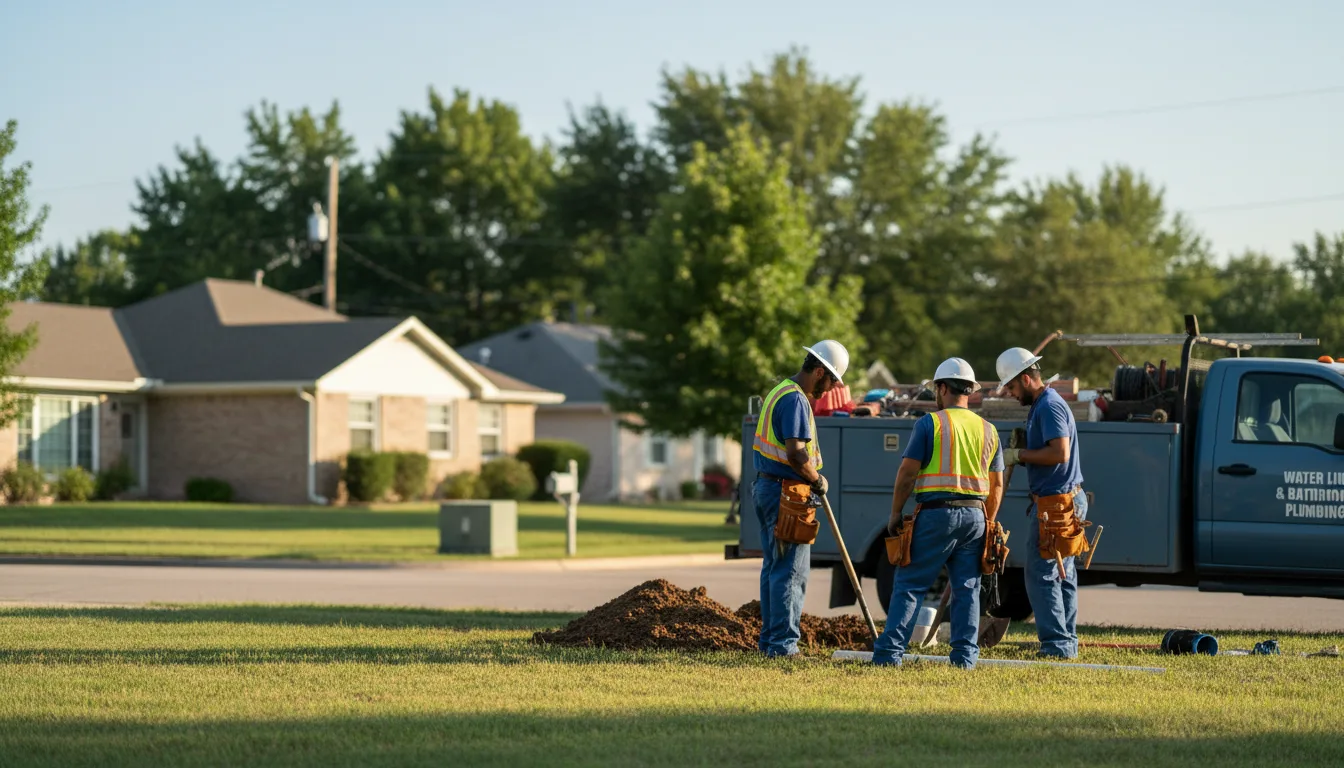 Residential water line and bathroom plumbing service in Foss, OK